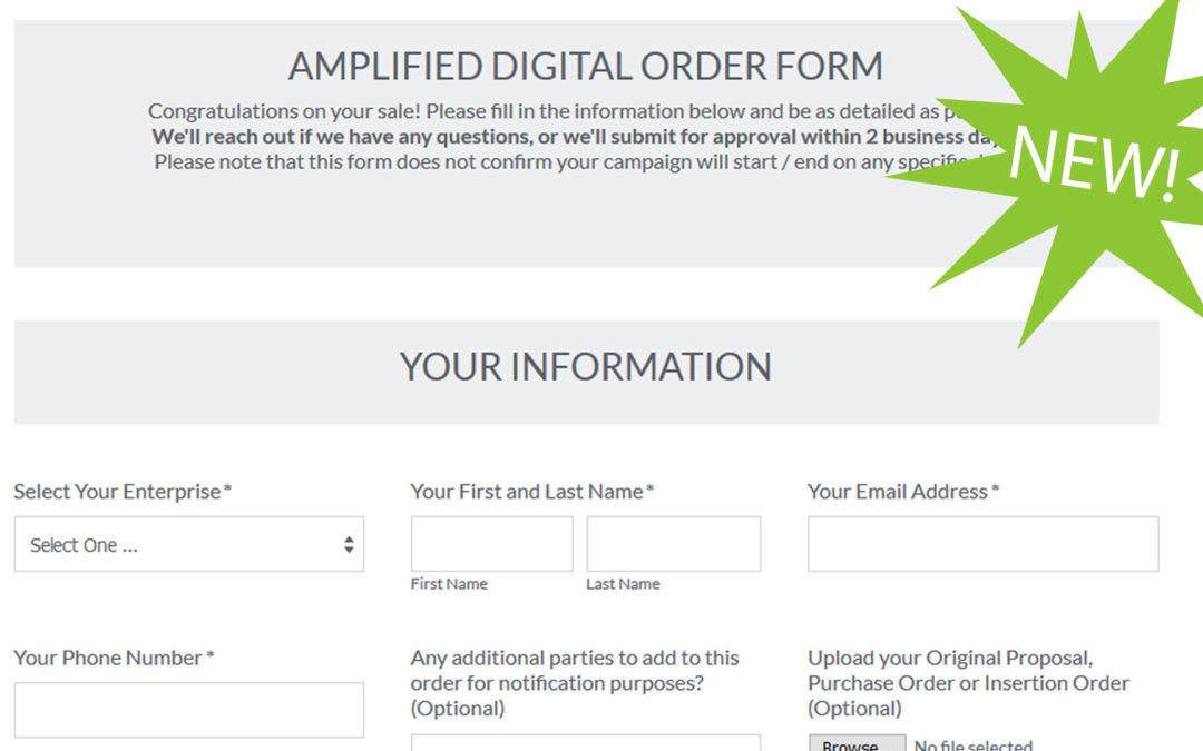 New Agency Sold Order Form